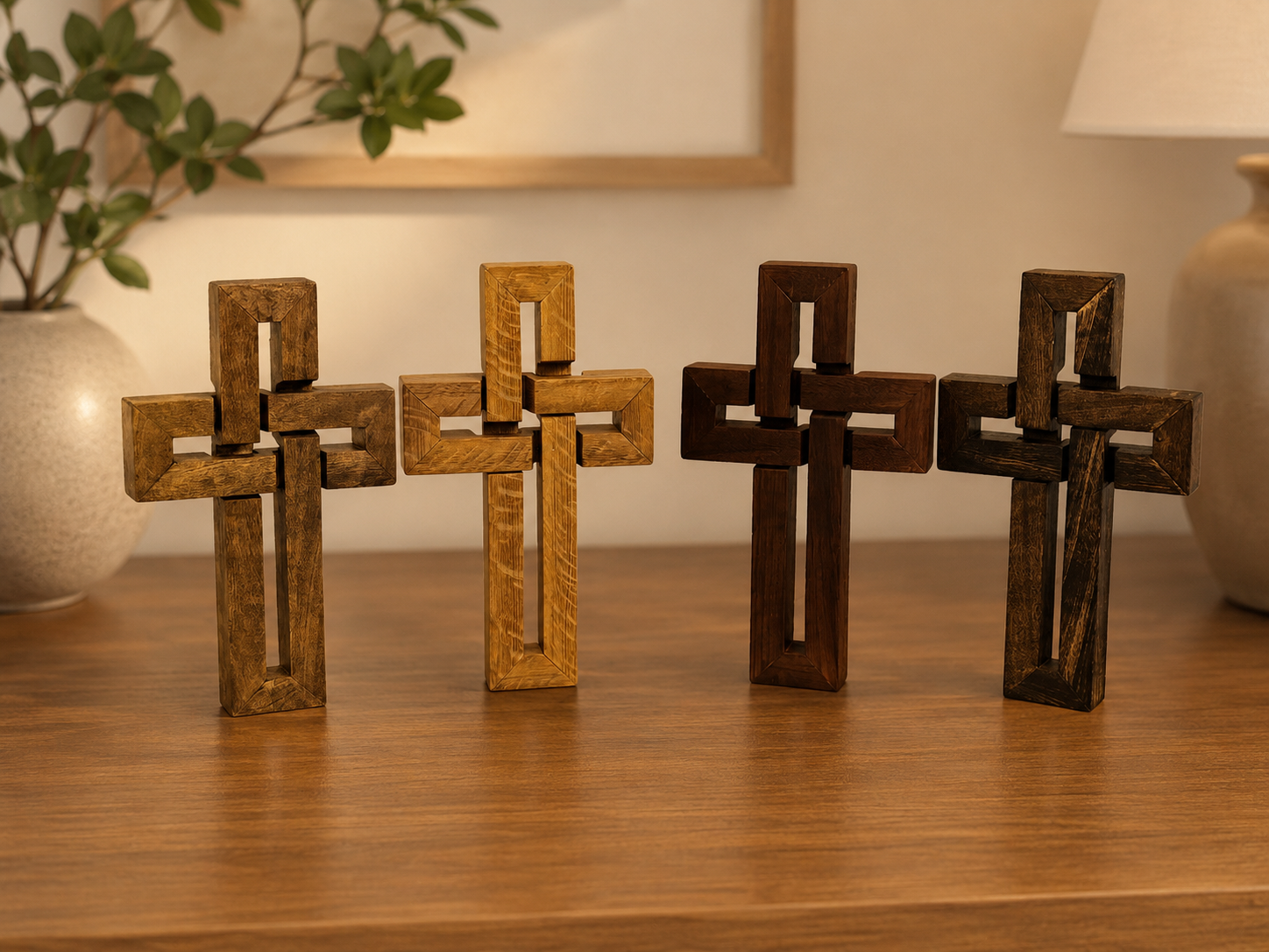 Woven hardwood crosses